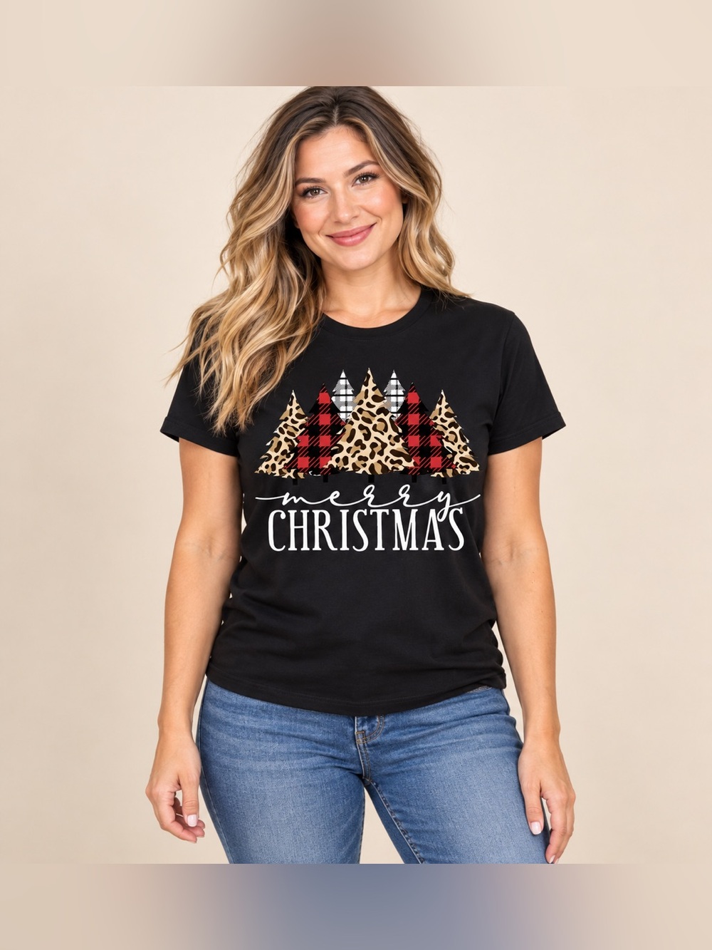 Merry Christmas Graphic Tee - Black